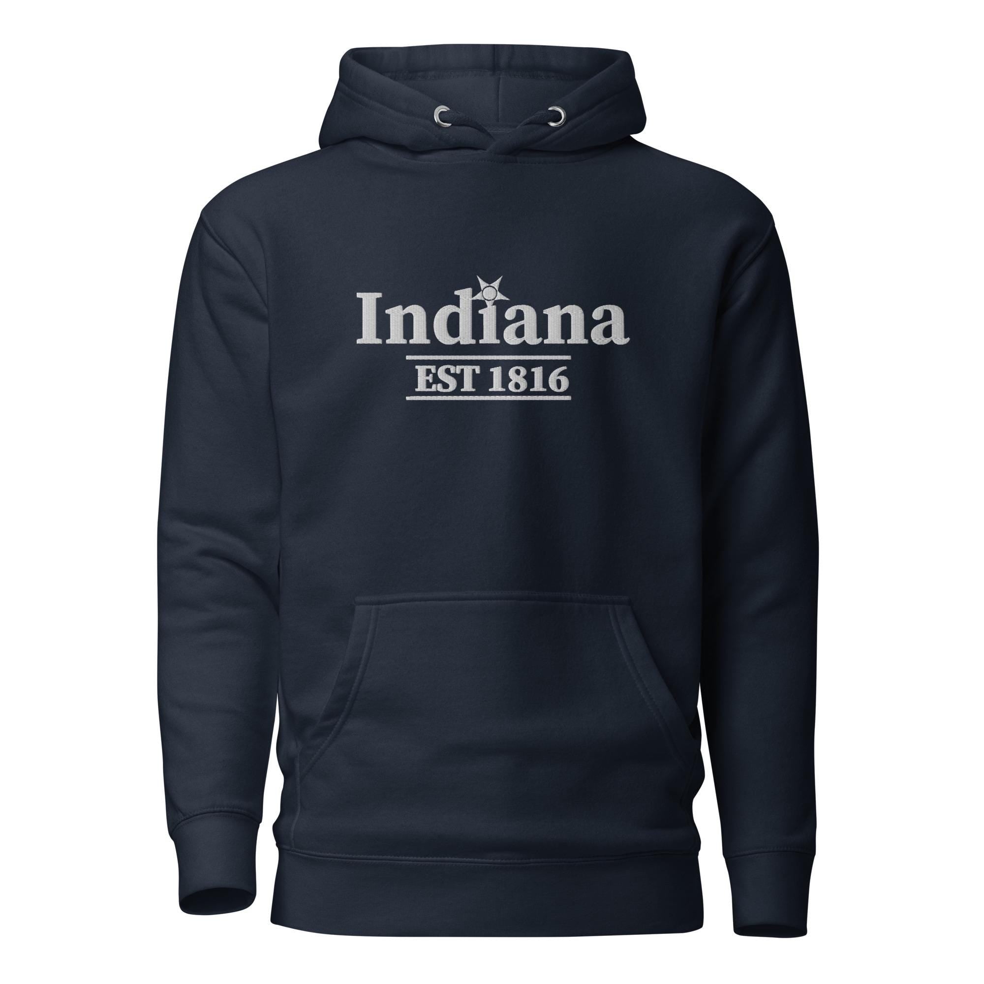 Embroidered Indiana State Premium Hoodie