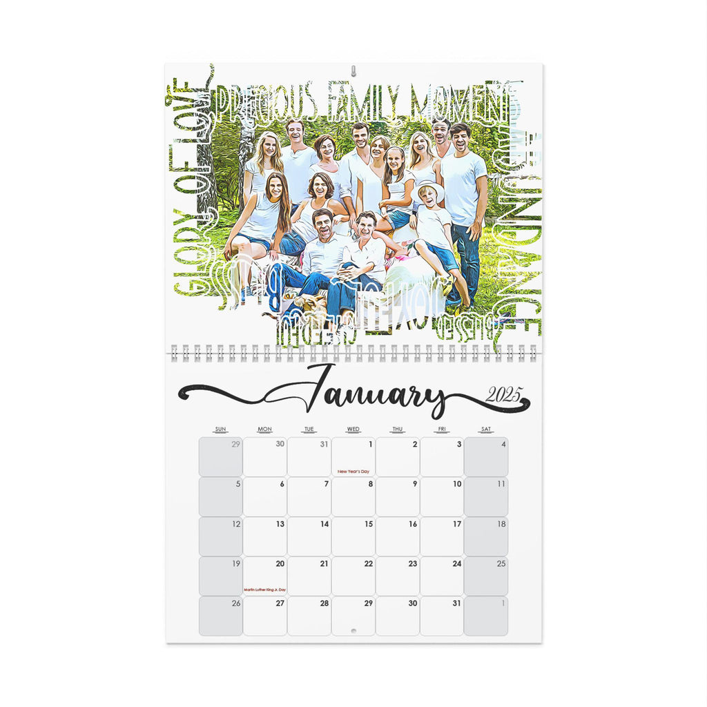 Personalized Photo Wall Calendar, Custom Family Gift (11x8.5)
