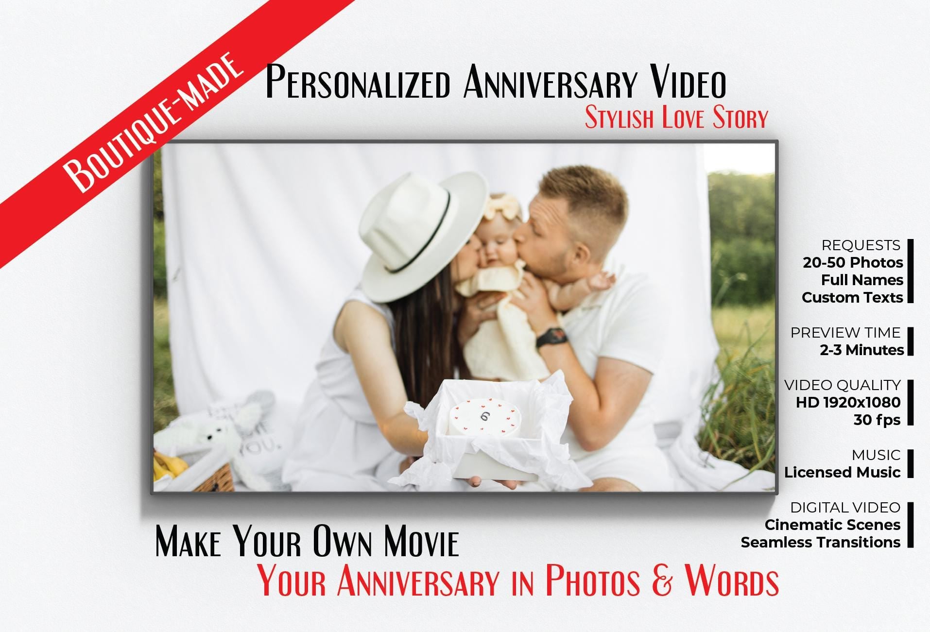 Personalized Anniversary Video Gift: Cinematic Photo Slideshow (Digital Download)