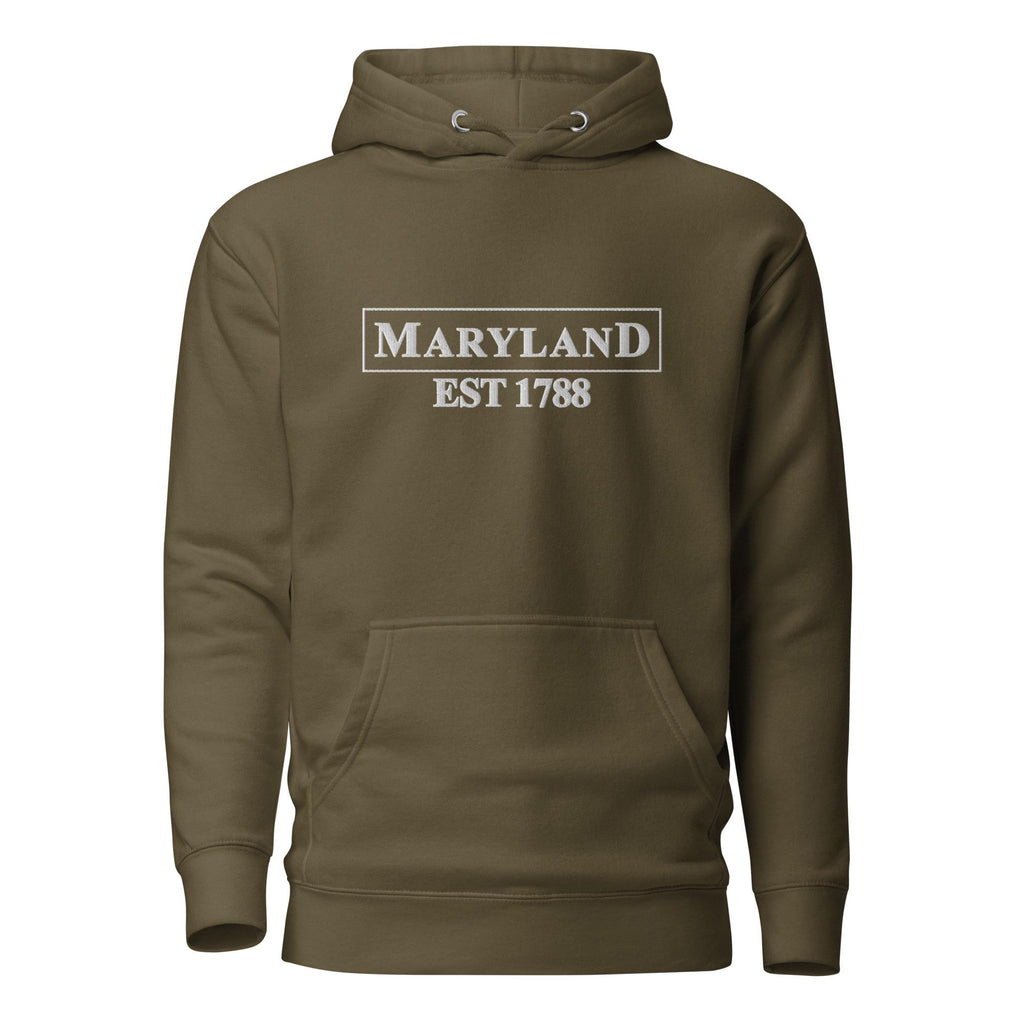 Embroidered Maryland State Premium Hoodie
