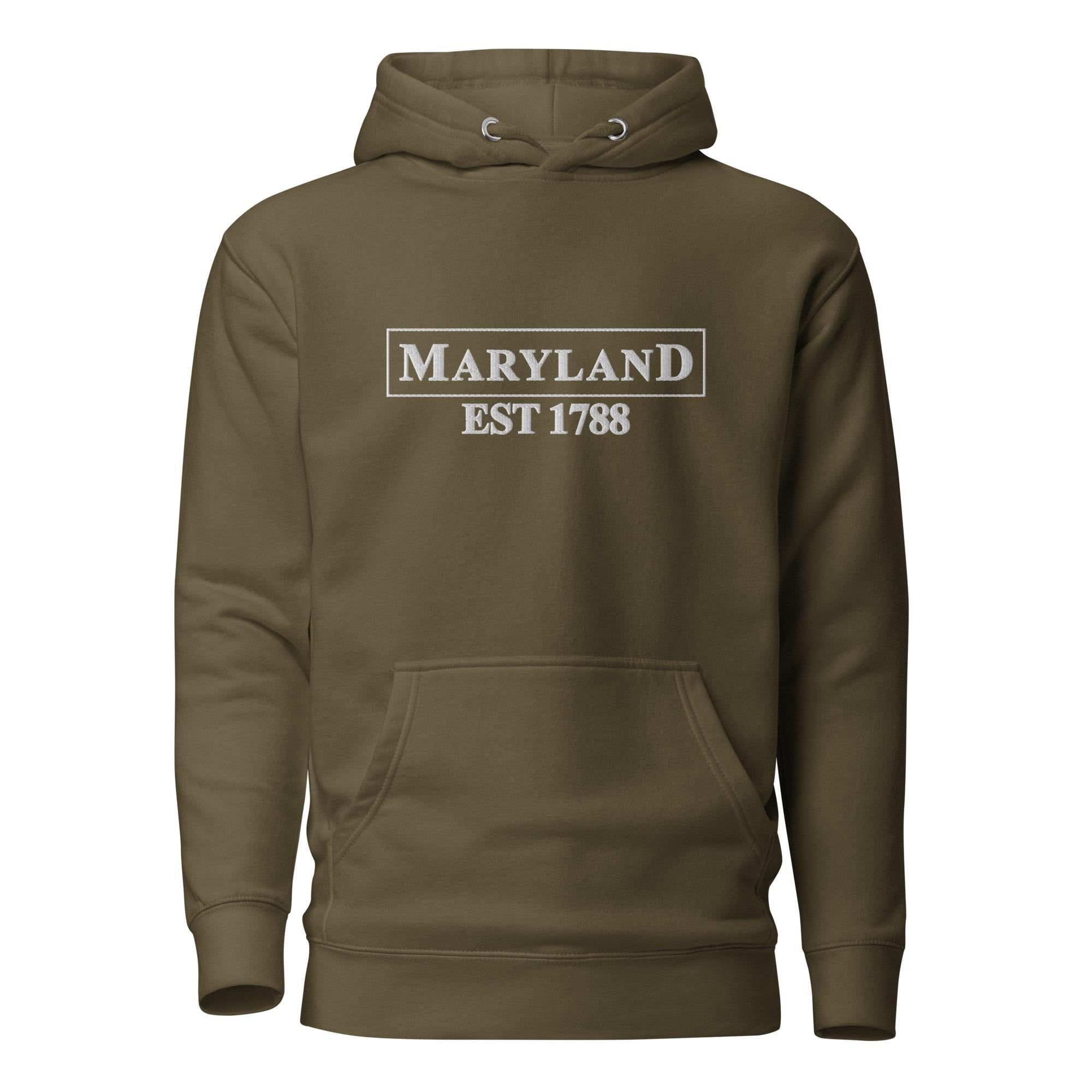 Embroidered Maryland State Premium Hoodie