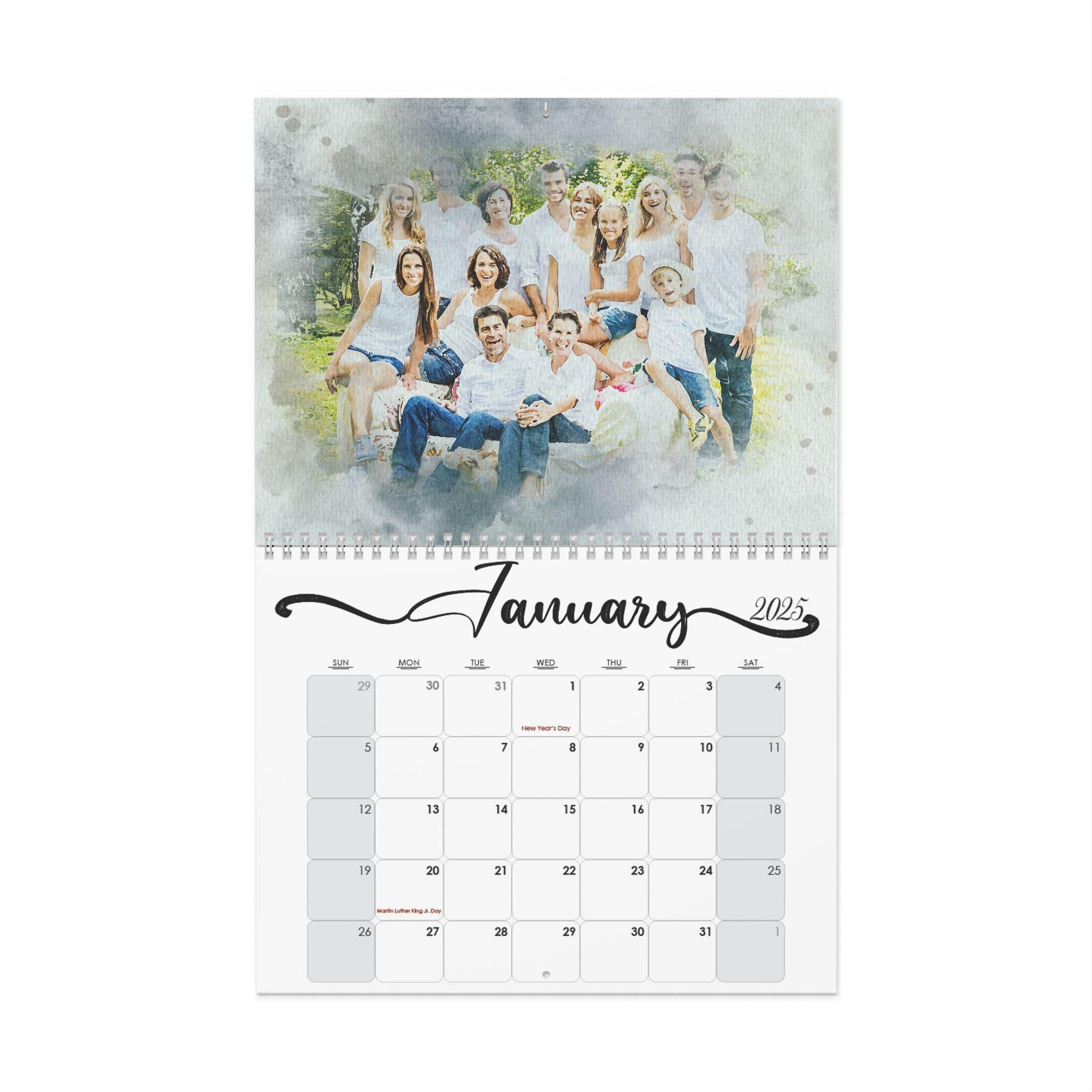 Personalized Photo Wall Calendar, Custom Family Gift (11x8.5)
