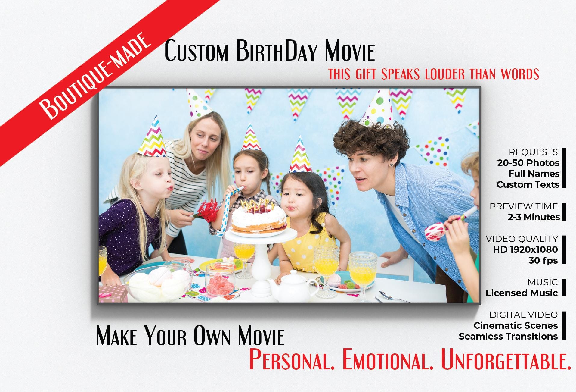 Personalized Birthday Video Gift: Cinematic Photo Slideshow (Digital Download)