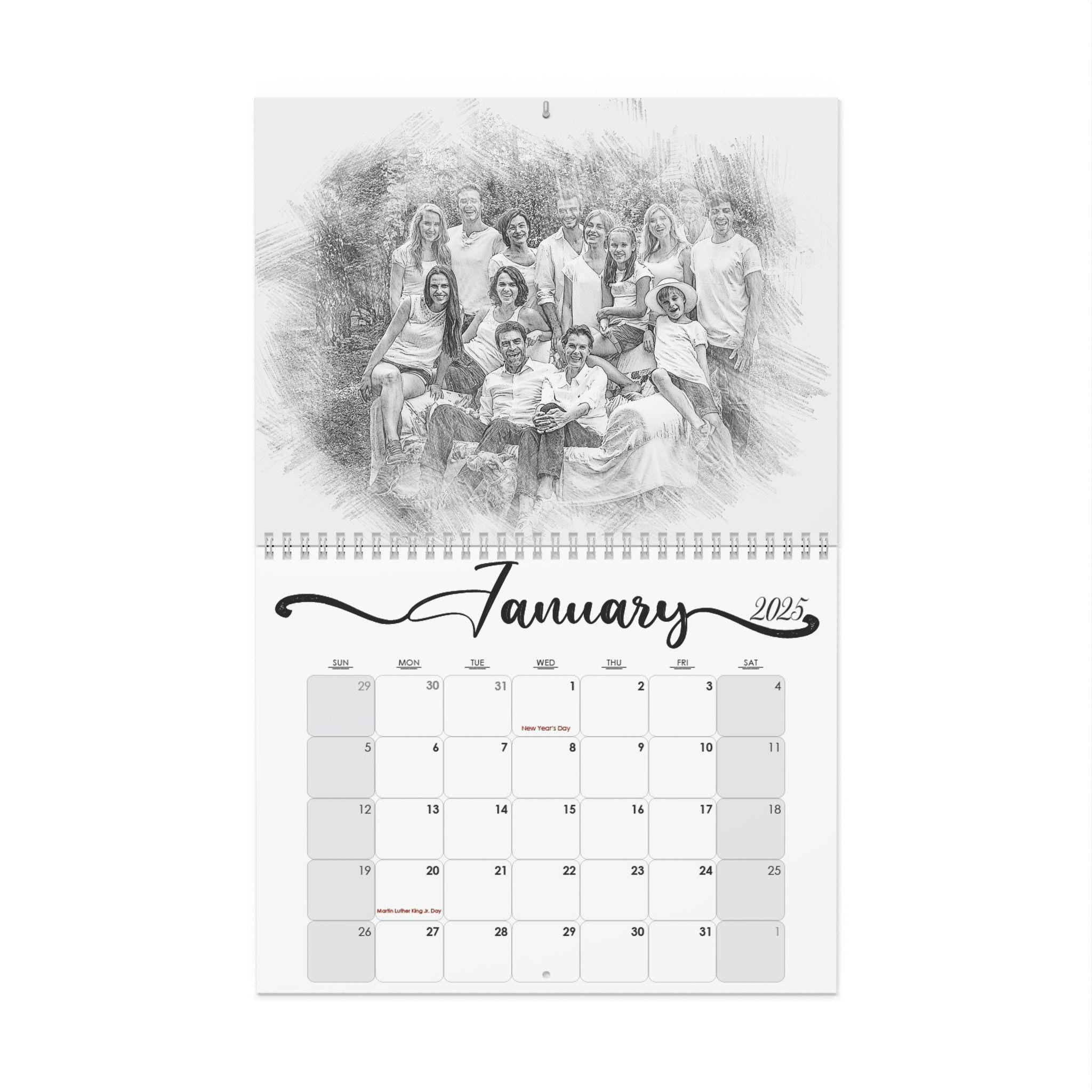 Personalized Photo Wall Calendar, Custom Family Gift (11x8.5)