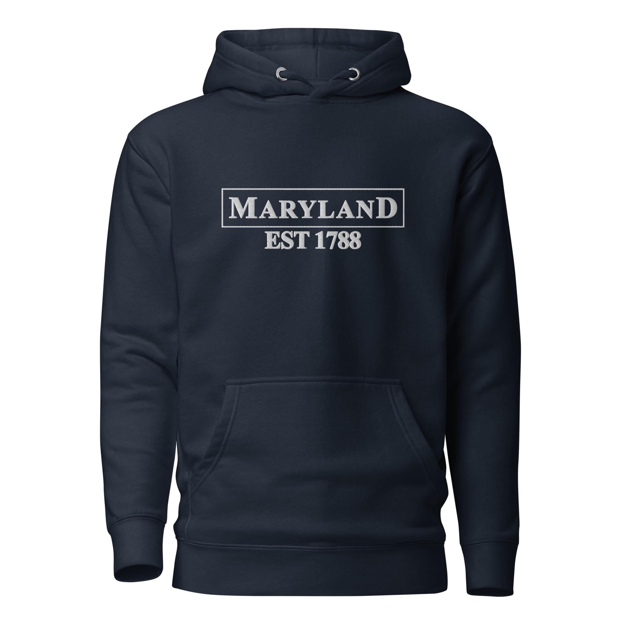 Embroidered Maryland State Premium Hoodie