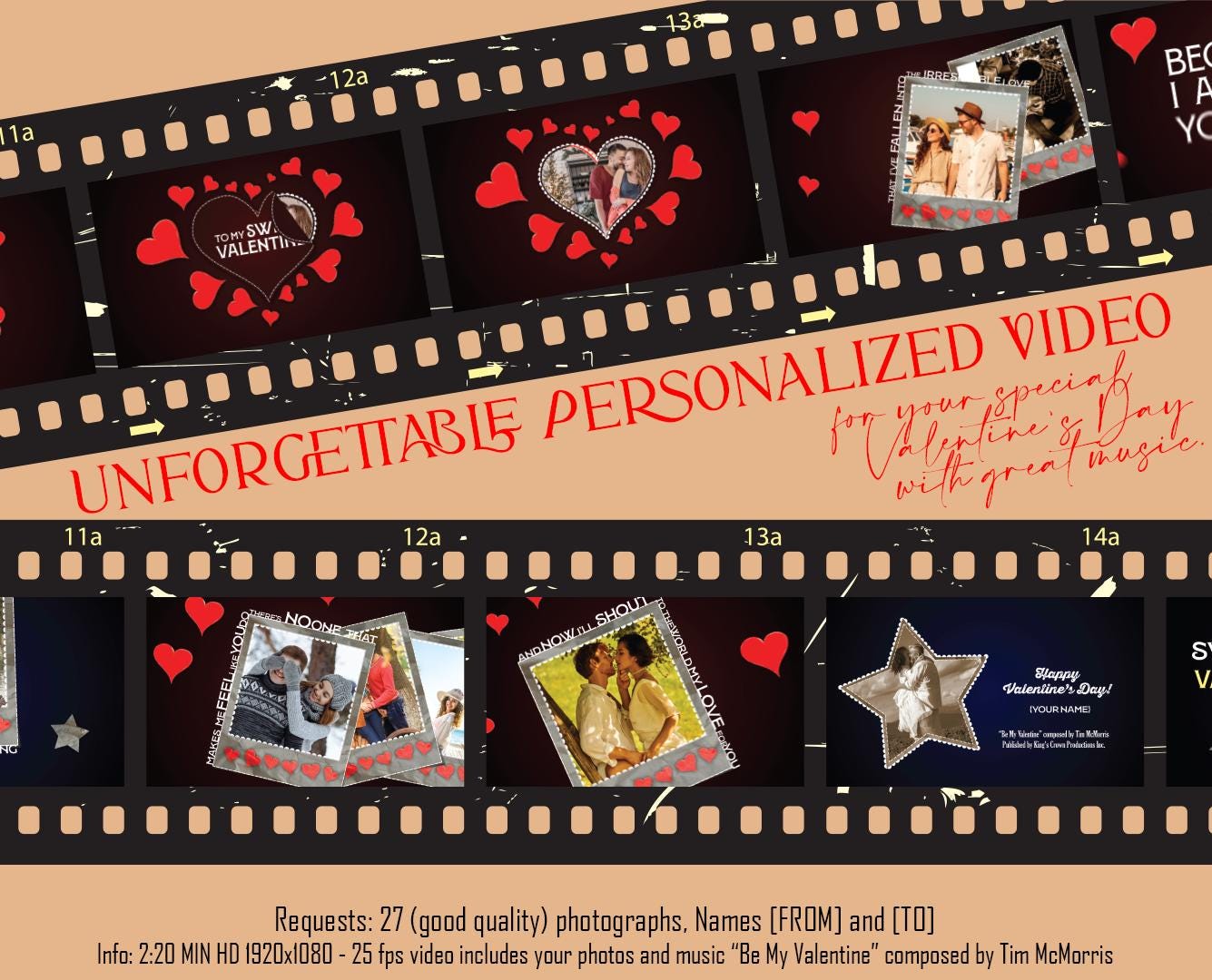 Personalized Valentine's Day Video Gift | Cinematic Love Story Film | Elegant Digital Couples Keepsake