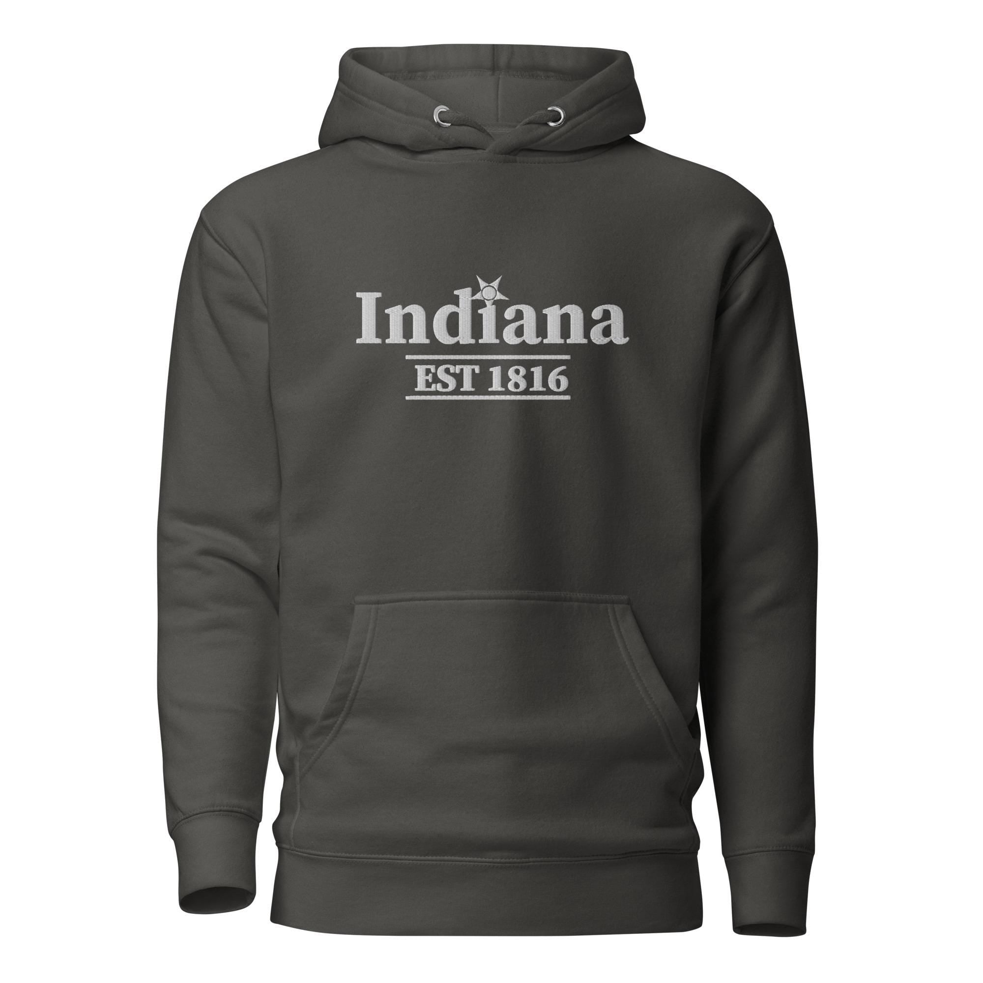 Embroidered Indiana State Premium Hoodie