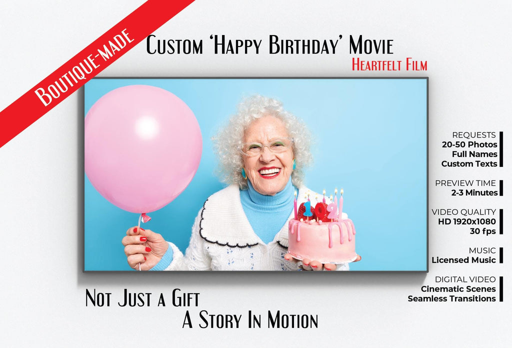 Personalized Birthday Video Gift: Cinematic Photo Slideshow (Digital Download)