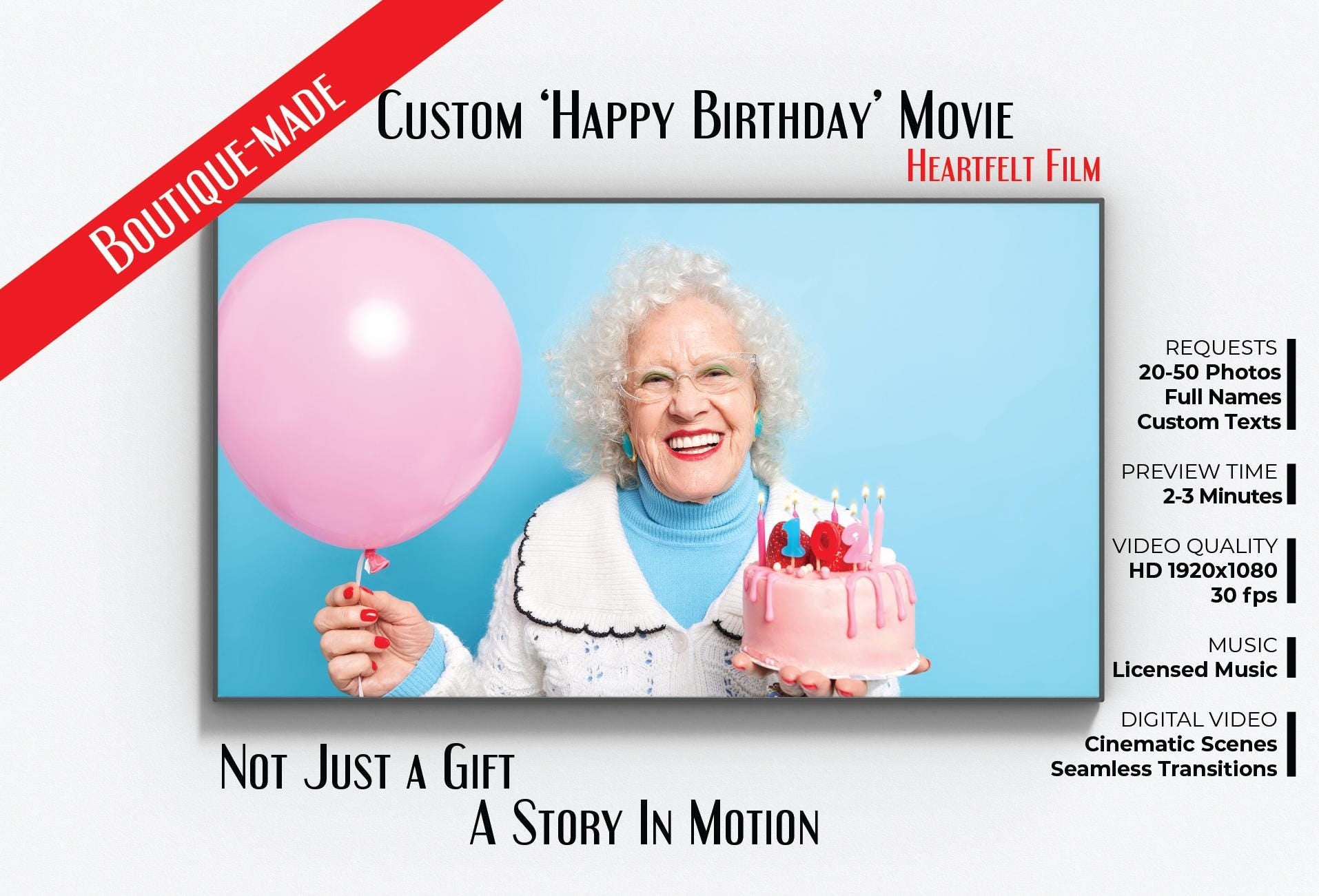 Personalized Birthday Video Gift: Cinematic Photo Slideshow (Digital Download)