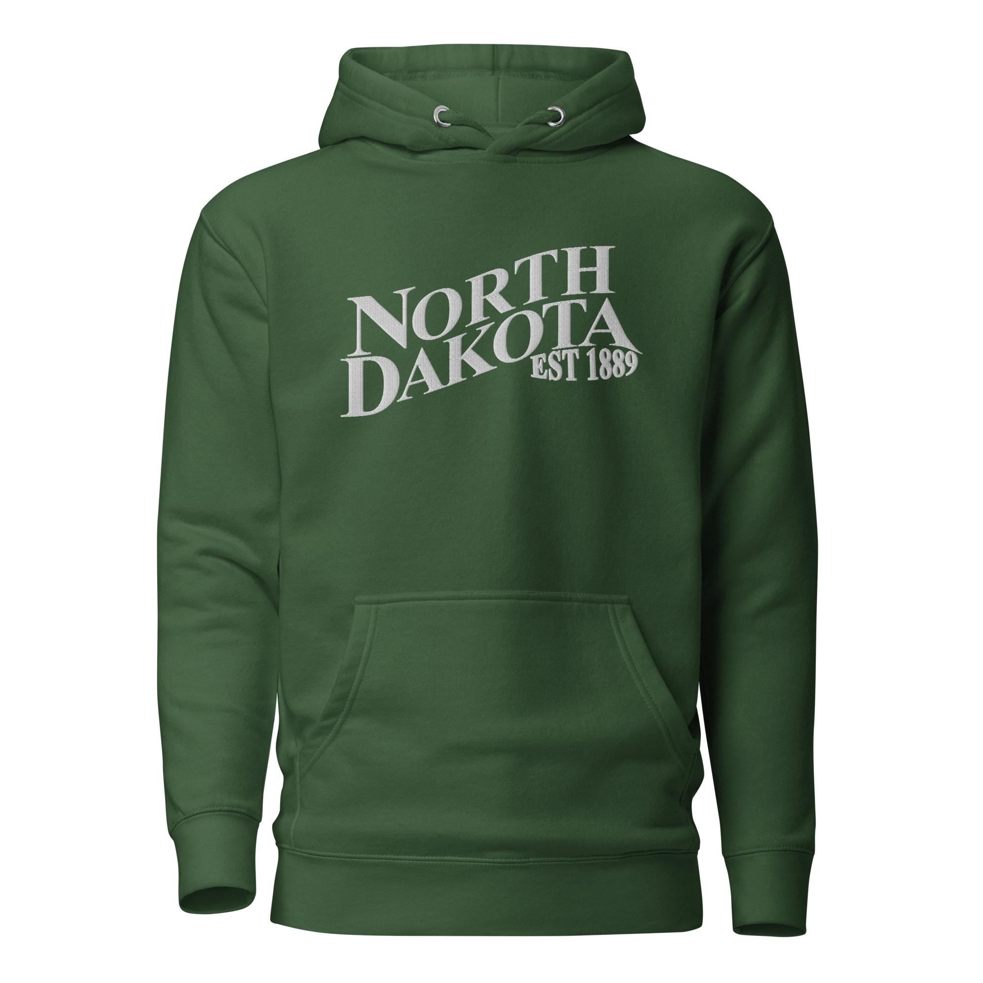 Embroidered North Dakota Premium Hoodie