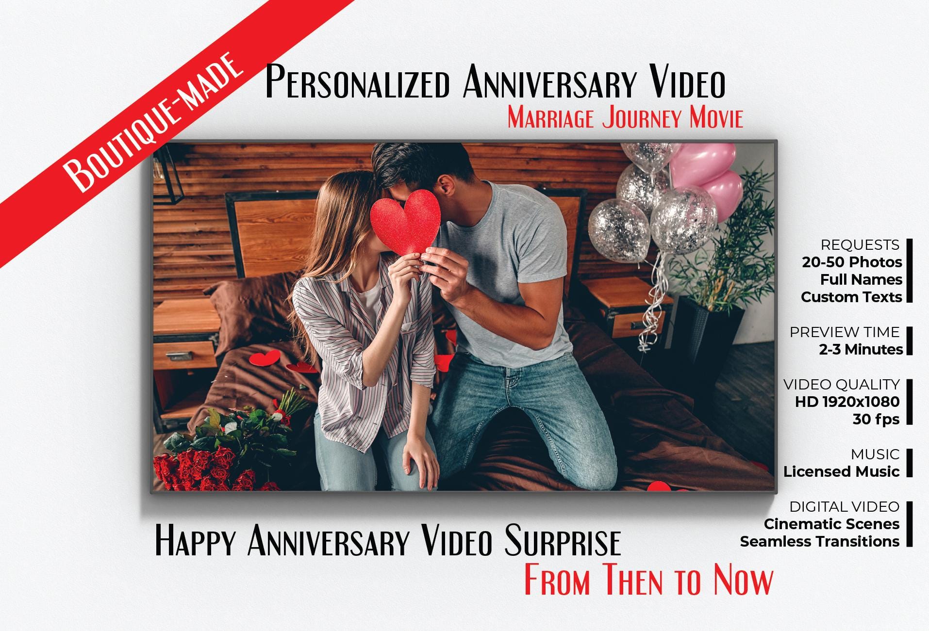 Personalized Anniversary Video Gift: Cinematic Photo Slideshow (Digital Download)