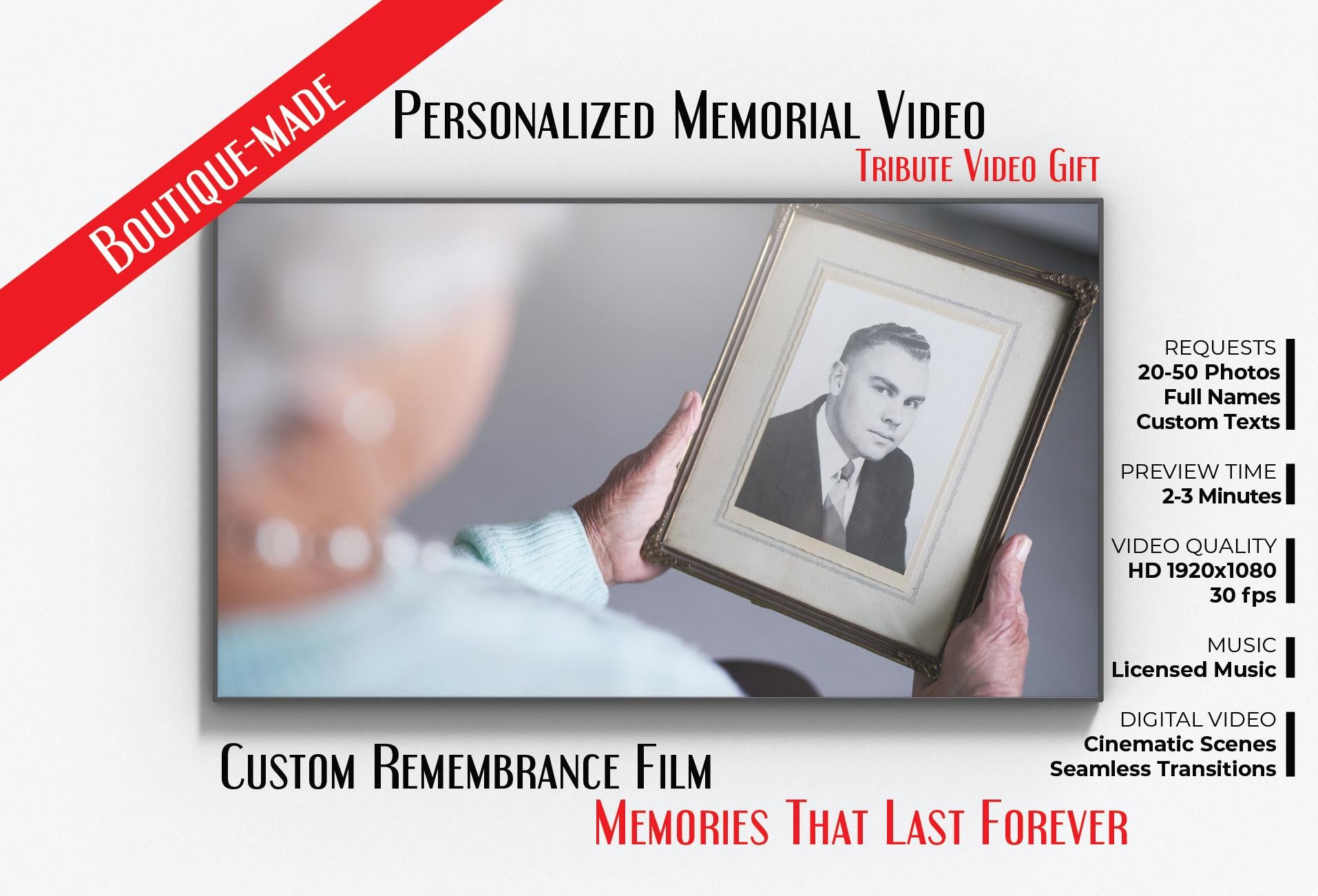 Personalized Memorial Video: Celebration of Life Tribute (Digital File, 1080p HD MP4 Format)