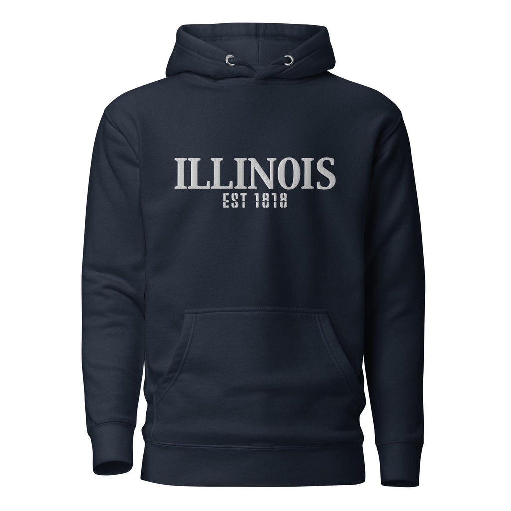 Embroidered Illinois State Premium Hoodie