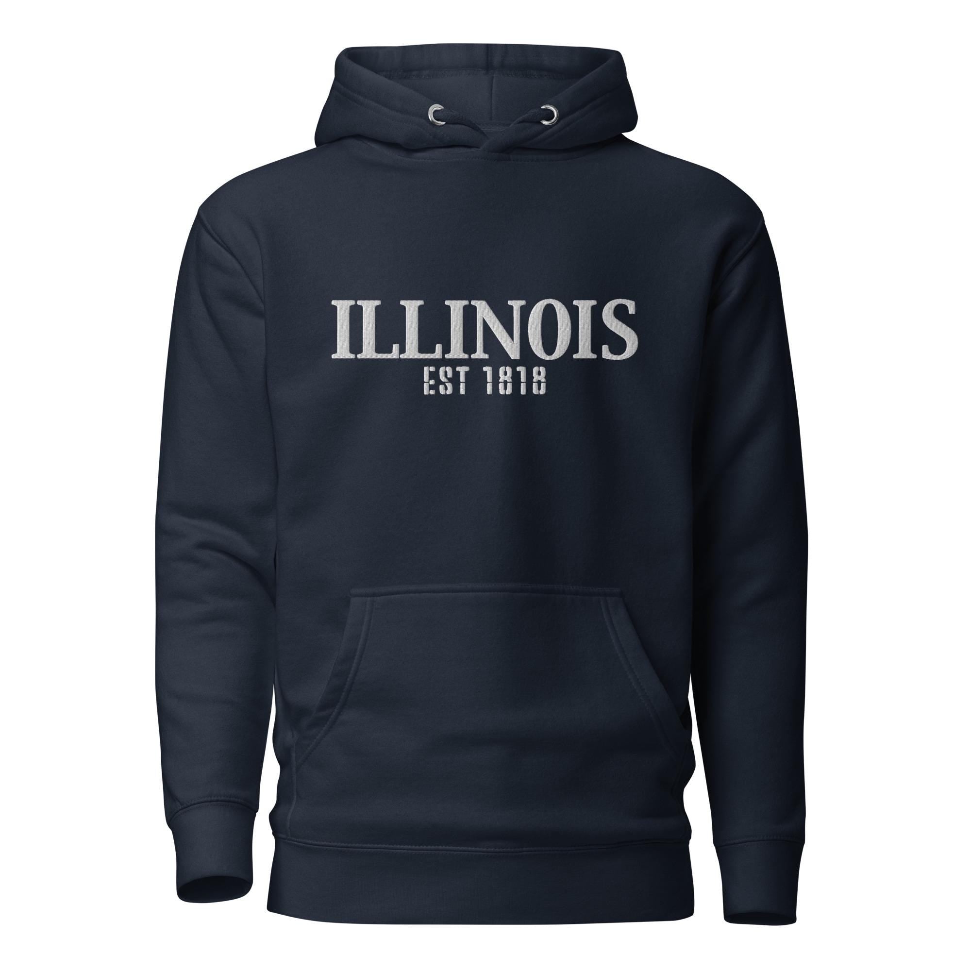 Embroidered Illinois State Premium Hoodie